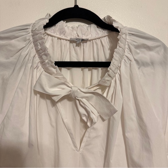 Rails Amal Ruffle Neck Tie Neck Cotton Blouse Size Small White - Picture 6 of 9